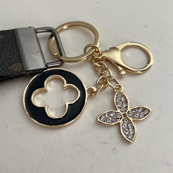 LOUIS VUITTON Lock & Key w/Authentic LV keychain from a real bag. W/charms - Picture 1 of 8